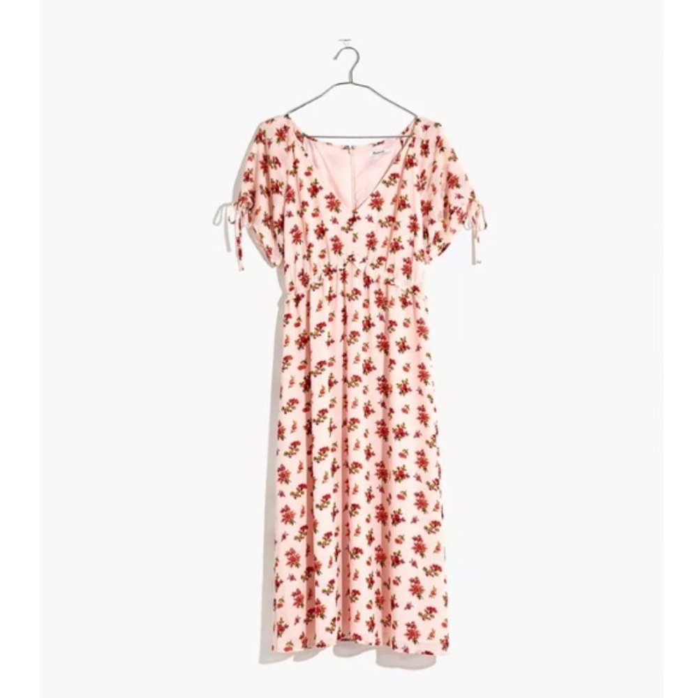 Madewell Tie-Sleeve Ruffle-Waist Midi Dress in Countryside Blooms Size 6